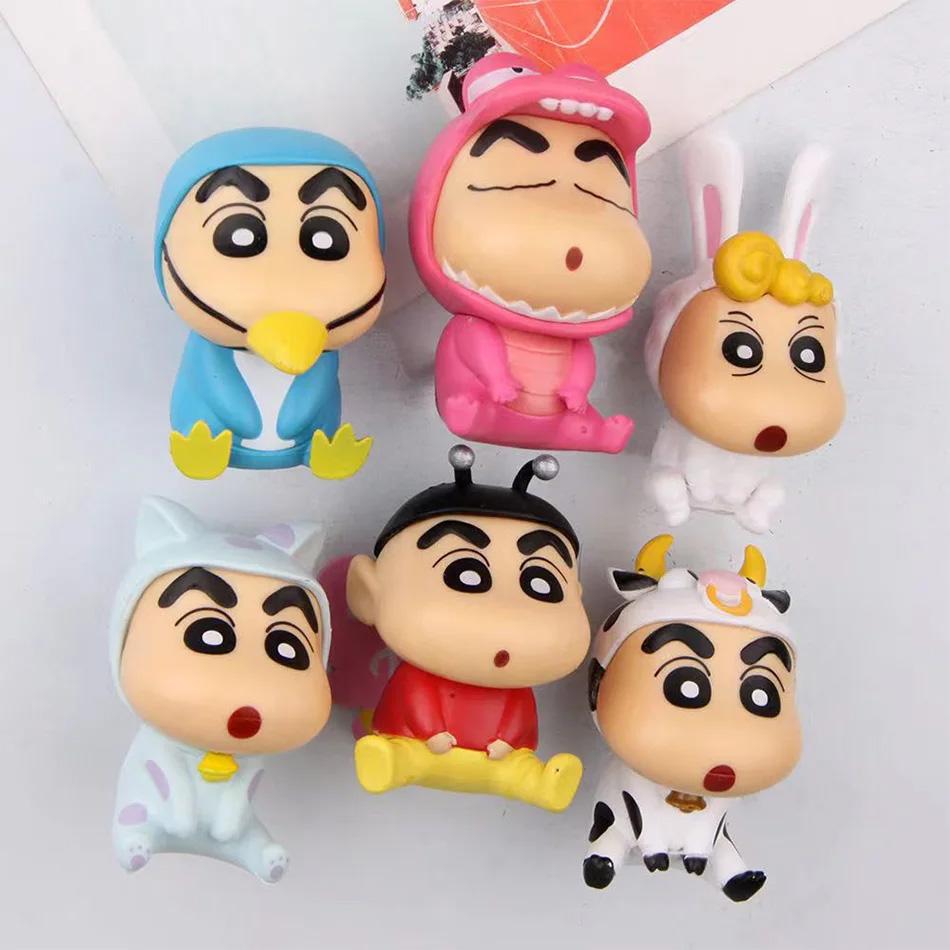 Crayon Shin-Chan Figures Kawaii Animation Tabletop Ornaments Animation Design Watching TV Phone Support Adorable Figure Decorations plaything
