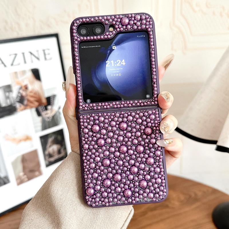 Жемчуг во весь экран Подходит для чехла для мобильного телефона Samsung Zflip5 Galaxy ZFlip6 4 3 Складной защитный чехол