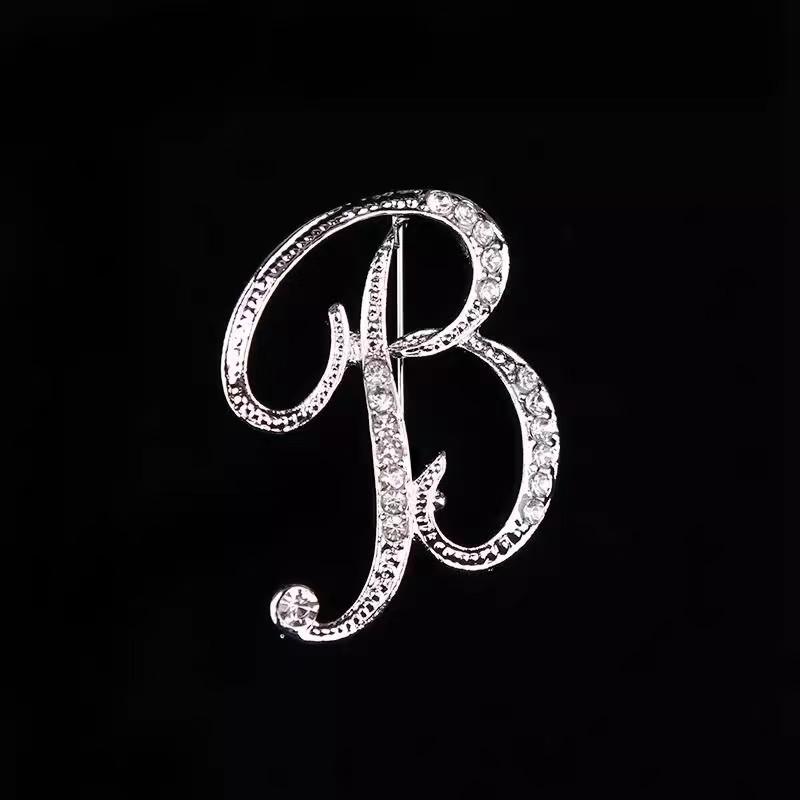 Брошь-булавка с буквой B из страз, брошь-булавка с хрустальным украшением, инициал, аксессуар для одежды, сумок и шляп