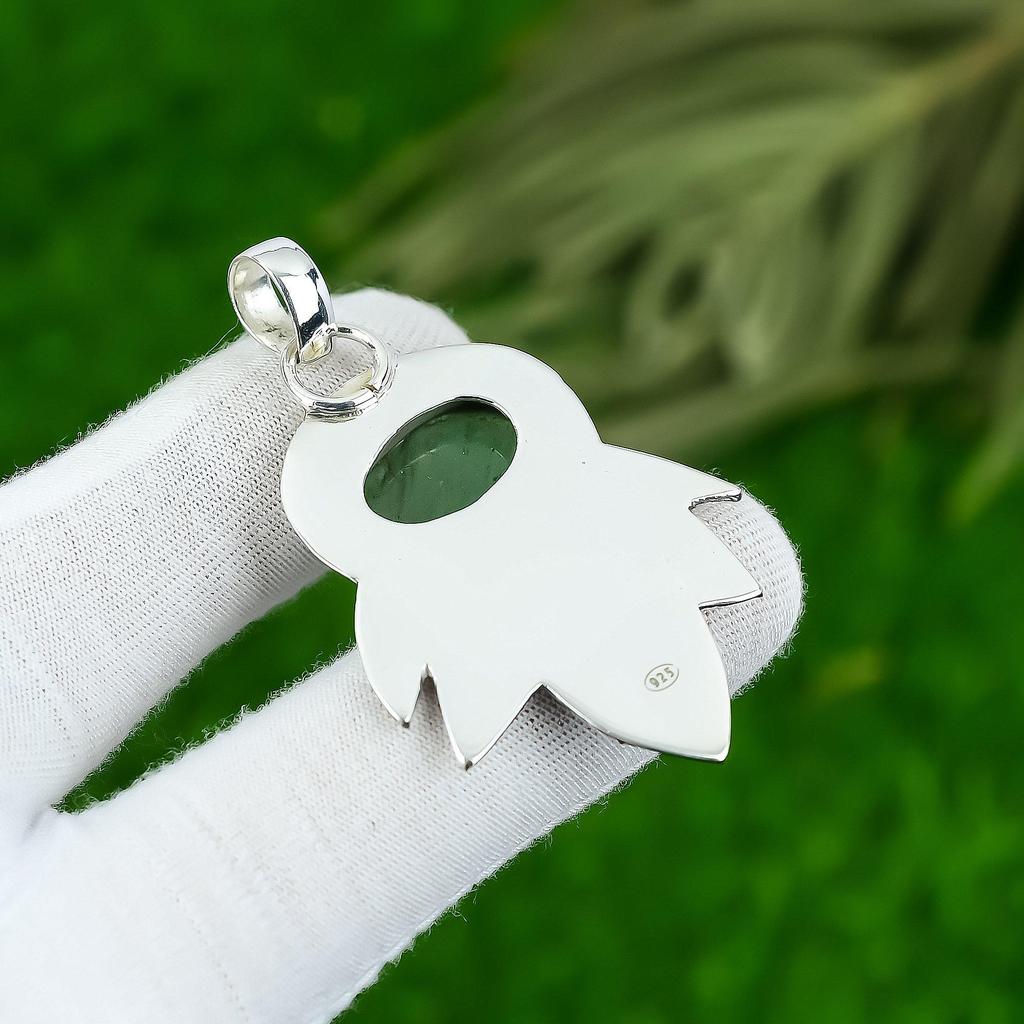Подарок на годовщину для нее Подвеска из натурального зеленого авантюрина, серебро 925 пробы