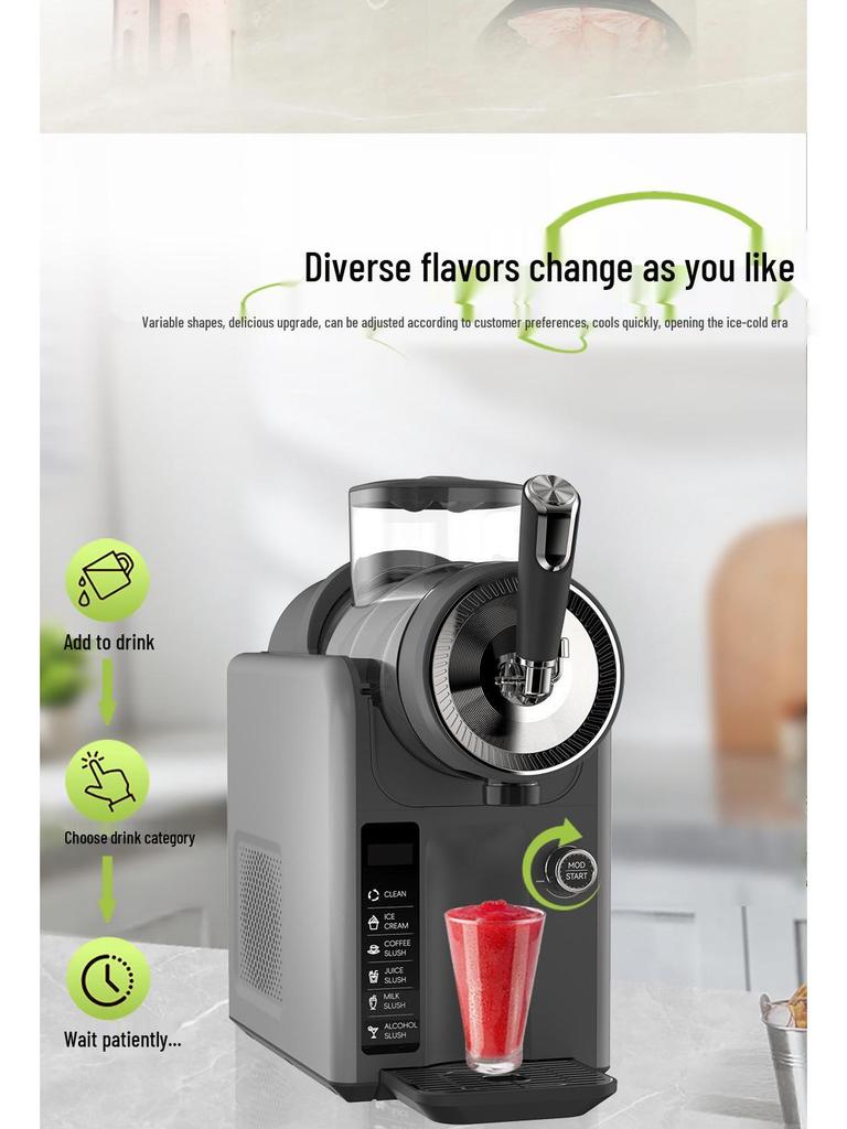 Компактная машина для таяния снега и приготовления мороженого: Многофункциональная функция самоочистки для молочных коктейлей, смузи и ледяных напитков.