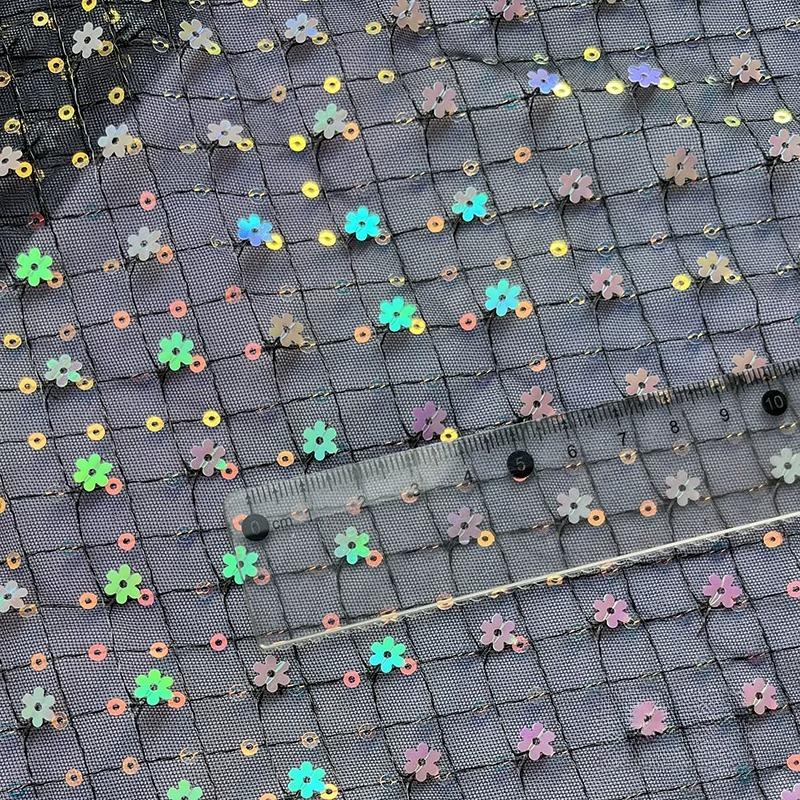 Diamond Grid Sequin Mesh Fabric for Wedding Dress Headwear Decoration Fabrics By The Meter Diy Sewing Material Cloth