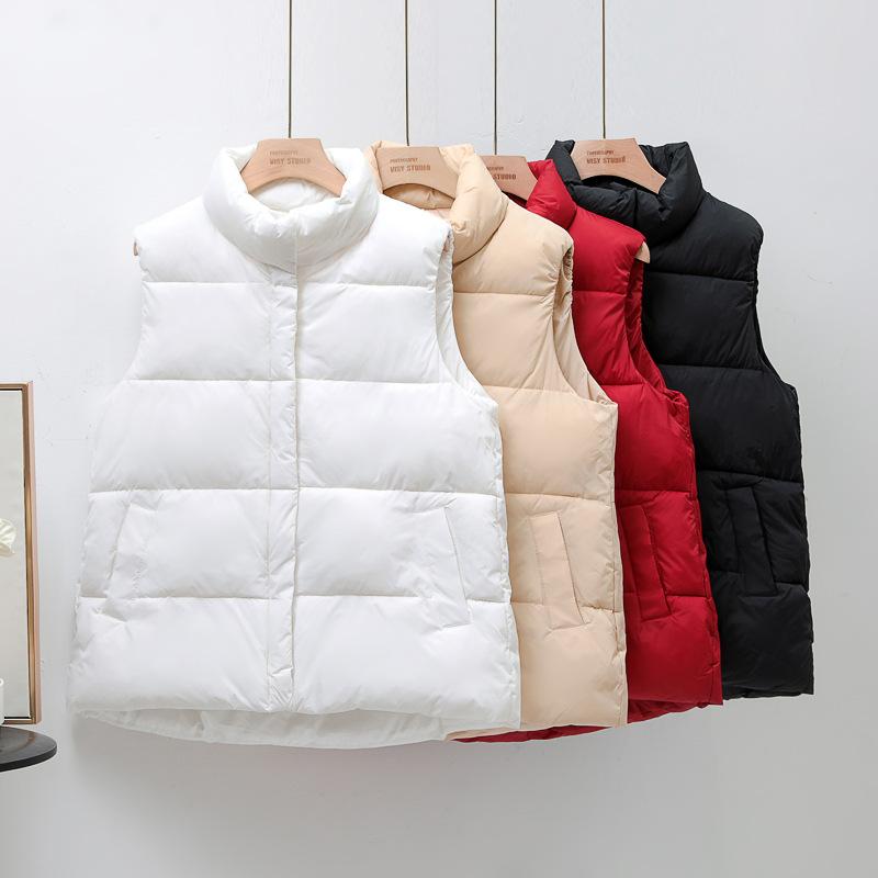 Women Winter Warm Cotton Padded Puffer Vests Sleeveless Parkas Jacket