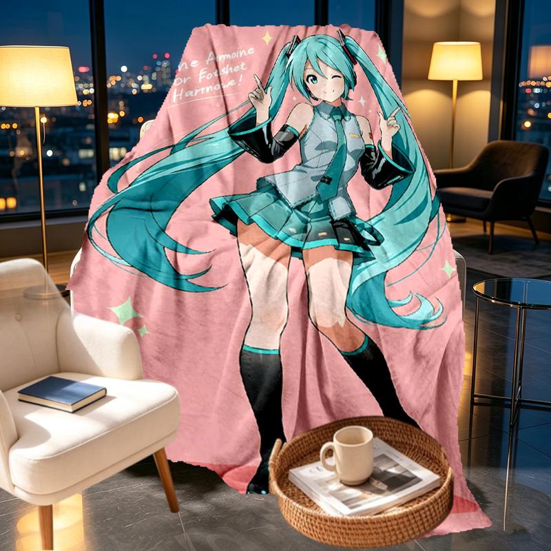 Hatsune Miku Print Blanket - Soft & Comfortable, for Bedroom, Travel, Sofa, Home Decoration - Birthday Christmas Gift for Friend