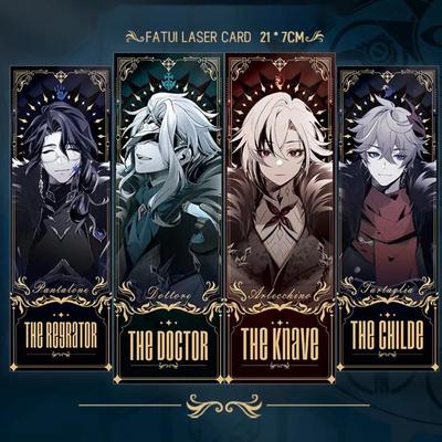 Genshin Impact Fatui Series Tartaglia Arlecchino II Dottore двусторонний лазерный билет с штампованным аниме-закладкой, украшения