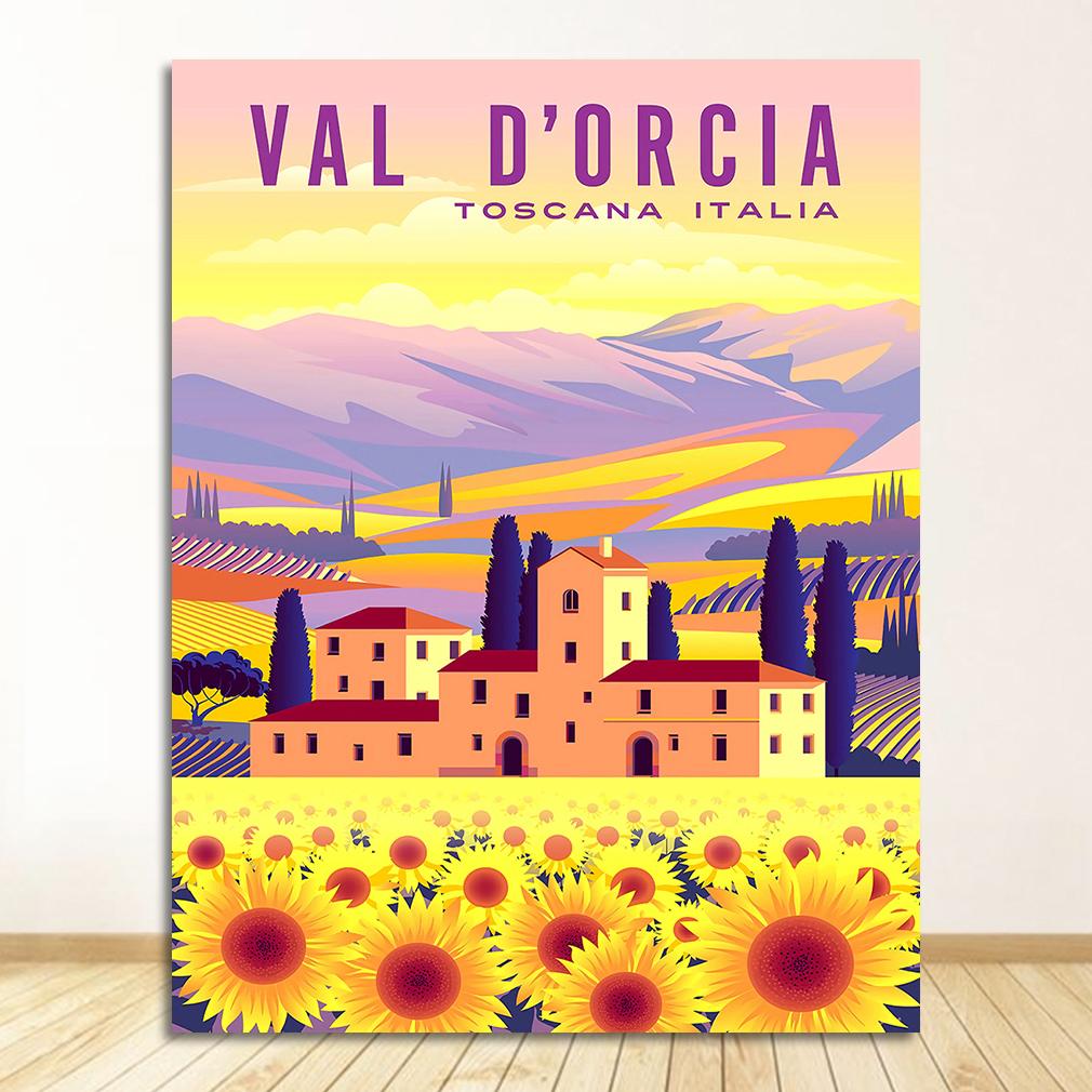 Italy Rome Capri Tuscany Retro Posters and Prints Travel Cities Landscape Wall Art Picture Bedroom Hd Print Vintage Art Painting