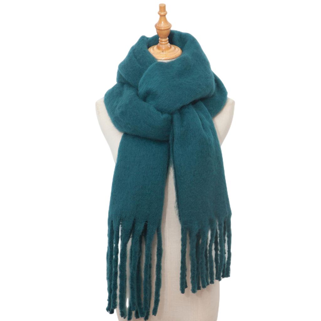 European and American Style Women's Solid Color Shawl Autumn Winter Long Tassel Scarf Thicken Warm Pashmina