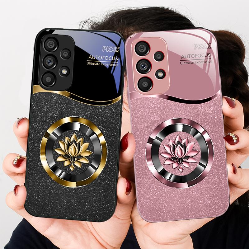 Градиентный Золотой Лотос Для Samsung S8 S9 S10 S20 Ultra S21 Pro S22 Plus S23 FE S24 Ultra S25 Edge S25Ultra Стеклянный Чехол для Телефона