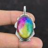 Rainbow Solar Quartz Druzy Pendant Handmade Pendant 925 Sterling Silver Pendant Elegant Jewelry Wonderful Gemstone Pendant Engagement Gifts