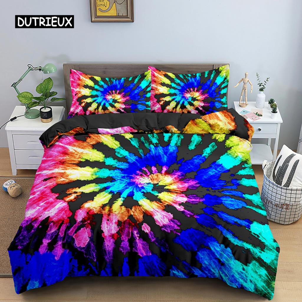 3D Пододеяльник Психоделический комплект постельного белья Роскошный пододеяльник с застежкой-молнией 2/3 шт. Пододеяльник King Пододеяльник из полиэстера