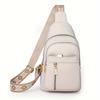 Classic Women's Sling Zipper Bag, Textured Retro Style Chest Bag, Outdoor Fancy Pack With Wide Strap