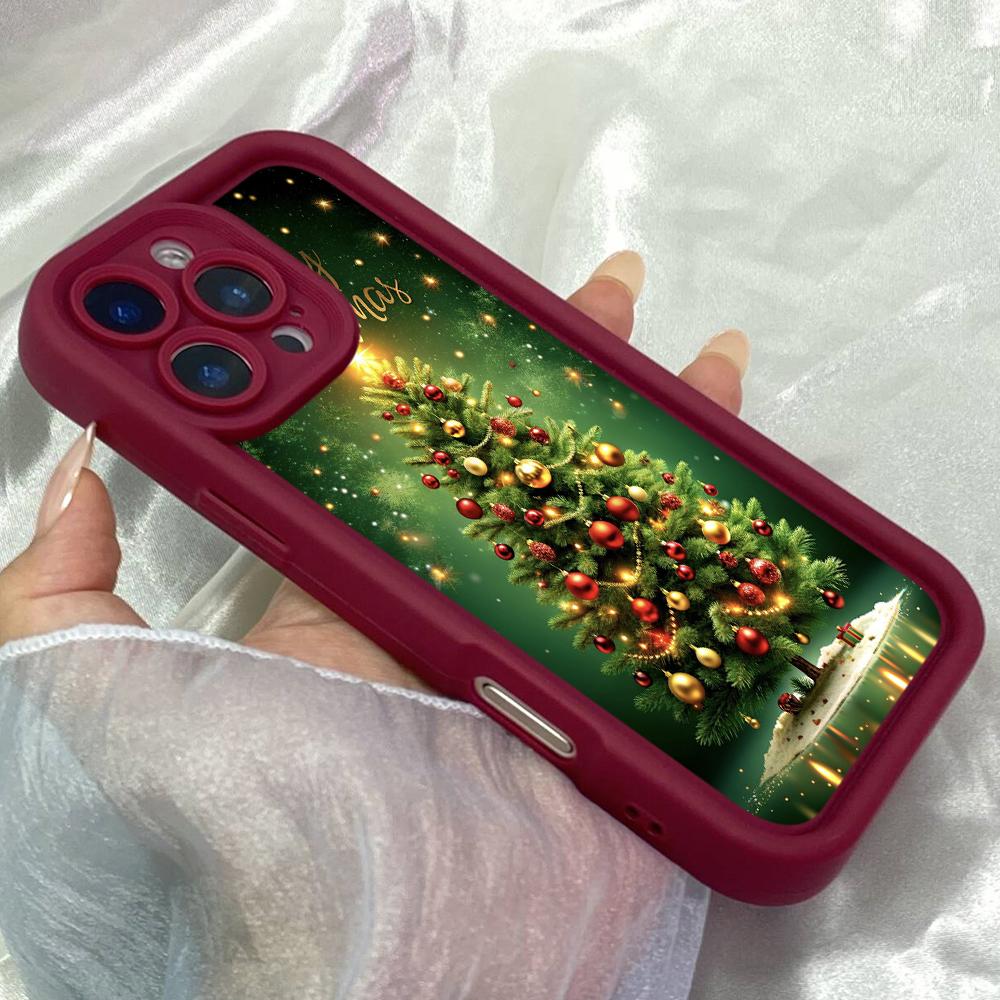 JT164 Новогоднее освещение для iPhone 17 16 15 14 Pro Max Samsung S26 S25 Ultra A17 A16 A07 A56 A06 Xiaomi 15T Redmi 15c 14C Note 14 Мягкий чехол из ТПУ