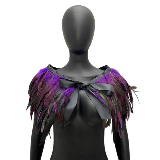 Женская шаль в готическом стиле, перьевая накидка, шарф, наплечная шаль, карнавальный костюм, винтажная шаль ручной работы с регулируемым атласным галстуком