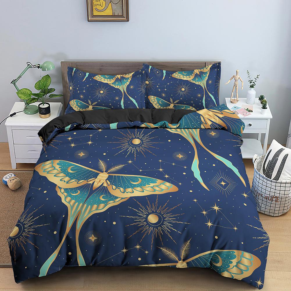 3D Dreamy Night Galaxy Purple Butterfly Printed Purple Flying Duvet Cover Комплект постельного белья для детей, девочек, подростков, взрослых, 3 пододеяльника