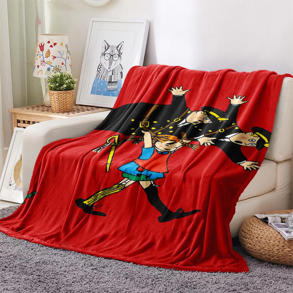 1PC Pippi Longstocking Patterned Flannel Blanket Suitable For All Seasons for Home Decor Warmth and Comfort Gifts Holiday Present