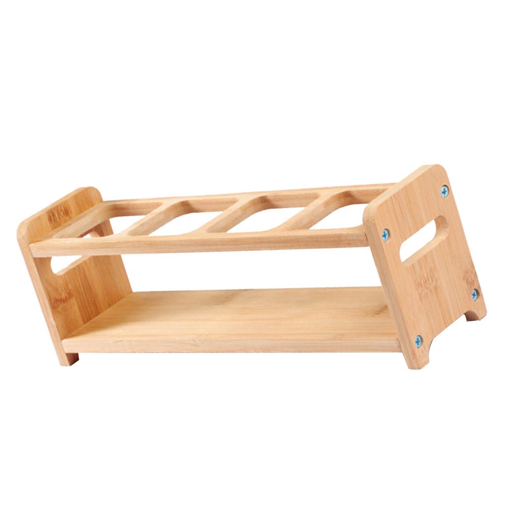 Подставка для хранения приправ Бамбуковое дерево 4 отверстия Многофункциональная Противоскользящая Экономия места Подставка для бутылок с маслом Кухонные принадлежности