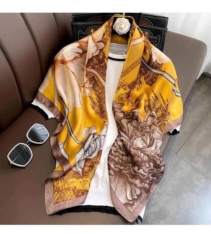 Классический шелковый шарф Женский модный квадратный шелковый шарф
