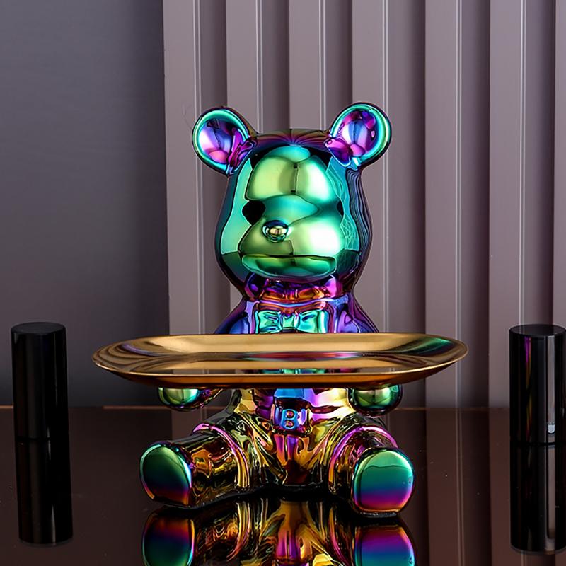 Керамическая красочная гальваническая коробка для хранения в виде медведя, для дома, гостиной, новой комнаты, настольный лоток для хранения, декоративная статуэтка, копилка, украшения