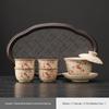 Набор для чая Firestone Gaiwan: Высококачественный керамический чайник, чашка, чайник с ручкой для заваривания чая дома или в офисе.