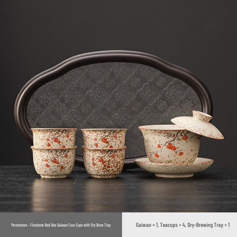 Набор для чая Firestone Gaiwan: Высококачественный керамический чайник, чашка, чайник с ручкой для заваривания чая дома или в офисе.
