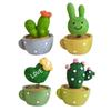 4PCS/set Cute Shaking Head Spring Car Ornament Animal Cactus Small Potted Resin Ornament Ornament
