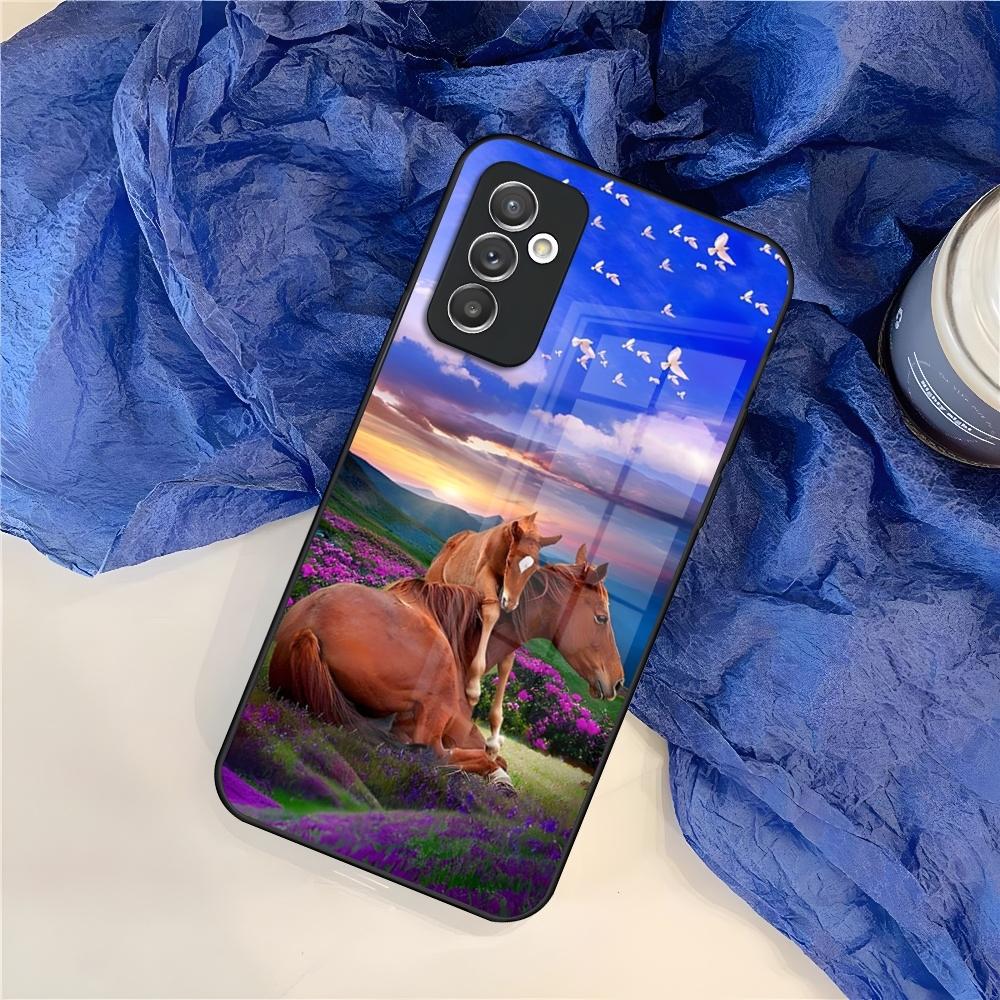 Чехол для телефона с изображением животного Лошадь для Samsung S24 S30 S21 S23 S20 S22 Fe S10 E S9 Note 20 10 Pro Ultra Plus стеклянная Крышка