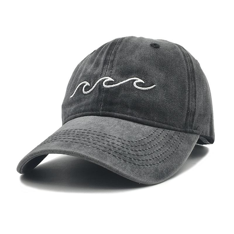 Popular baseball cap Washed wave embroidered baseball cap Summer new outdoor leisure sports