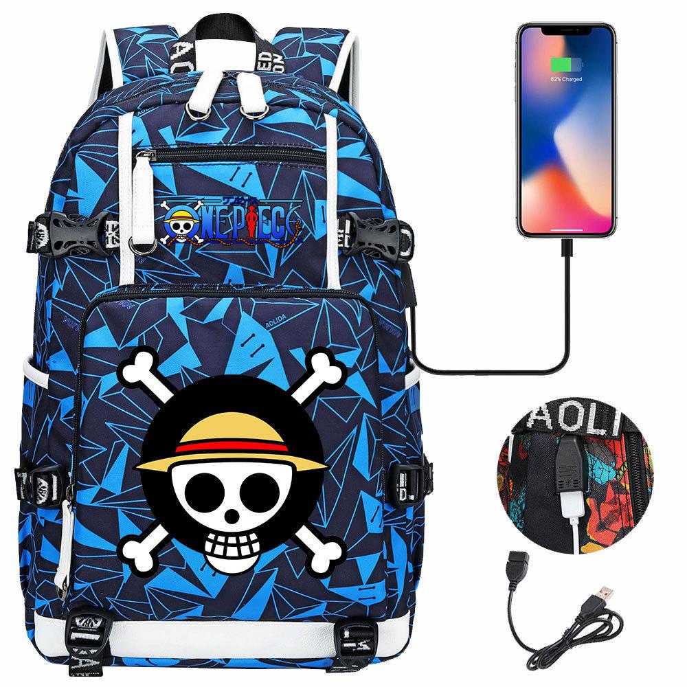 Anime Skull Print Large Capacity Backpack for Teens Students Casual Travel Daypack Lightweight Waterproof