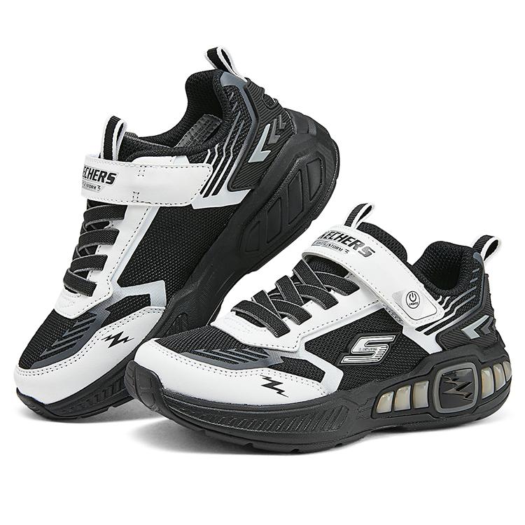 Skechers Light Storm Удобные Универсальные Уличная Мода Детская Повседневная Обувь Детские кроссовки Черно-белые 400151L-WBK