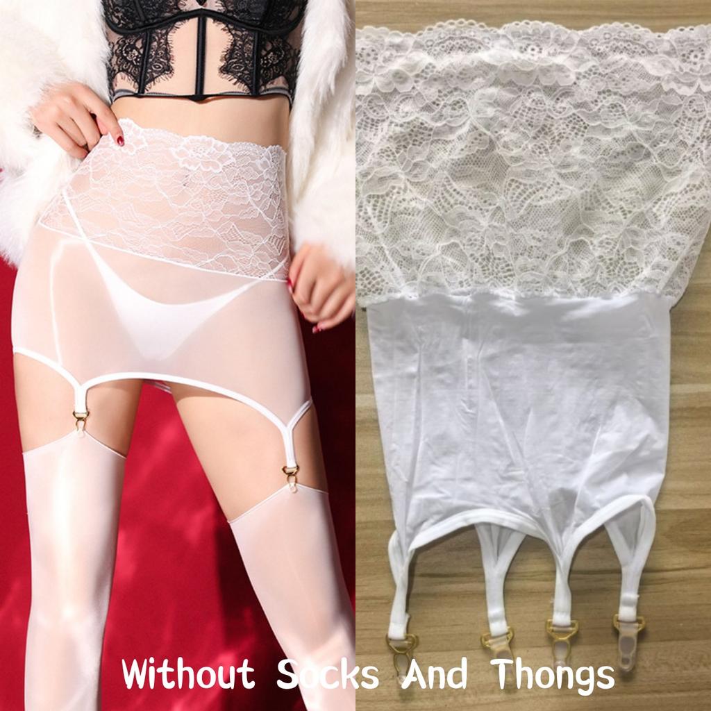 2 в 1 Кружевная Прозрачная Мини-юбка с Зажимами для Чулков Масляный Блестящий Пояс-чулок на Бедра Платье Сексуальное Нижнее Белье Клубная Одежда Для Чулков