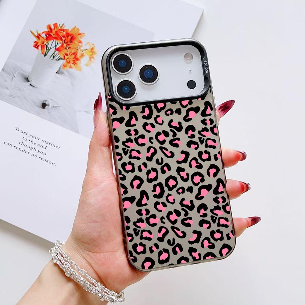 INS Чехол для телефона с леопардовым принтом для iPhone 17 16 15 14 13 12 11 Pro Max Air Матовый Лазерный Аврора Ударопрочный Funda