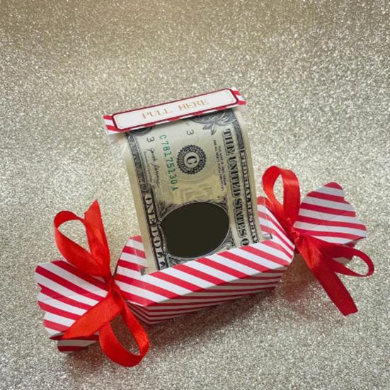 4Pcs Christmas Surprise Money Pull Pouch DIY Cash Pull Out Box with Ribbons Holiday Money Holder for Cash Gift Pull