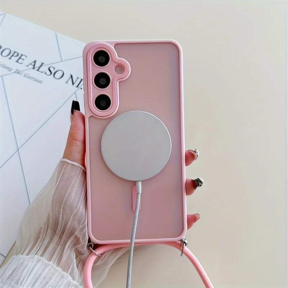 Magnetic Hard PC Case For Samsung Galaxy S26 S25 Edge S24 FE S23 Ultra Plus For Magsafe Shockproof Cover With Crossbody Lanyard