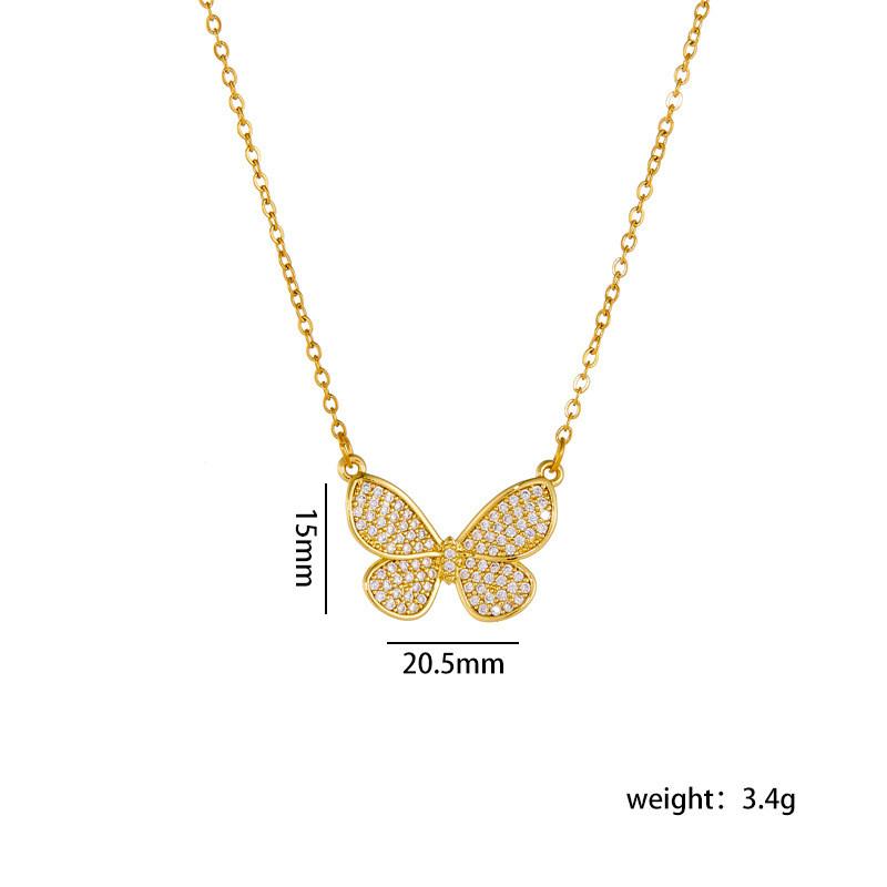 High Grade Butterfly Zircon Tassel Pendant Necklace Stainless Steel Fashion Geometric Choker Jewelry Party Gifts For Women Girls
