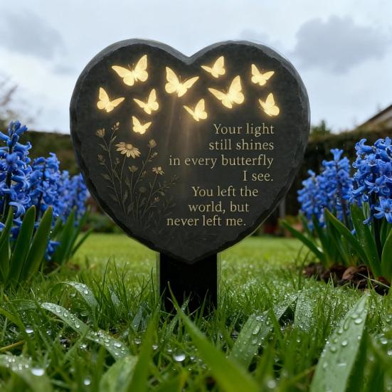 Yousheng 1/2/3 шт. Мемориальная табличка в форме сердца с бабочкой, садовый колышек, украшение, всепогодный, для улицы, двора, газона, патио, дорожки, акриловый, памятный