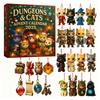 Dungeons & Cats Advent Calendar 2025 24 Days Surprise Ornaments with Fantasy Feline Theme Christmas Countdown Decor for Tree Fans