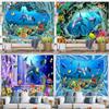 Underwater World Background Cloth Ins Hanging Cloth Living Room Bedroom Wall Decoration Painting Room Tapestry Hanging Cloth