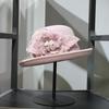 Autumn and winter three-dimensional feather flower woolen hat women's elegant basin hat bucket hat crimped fashion hat