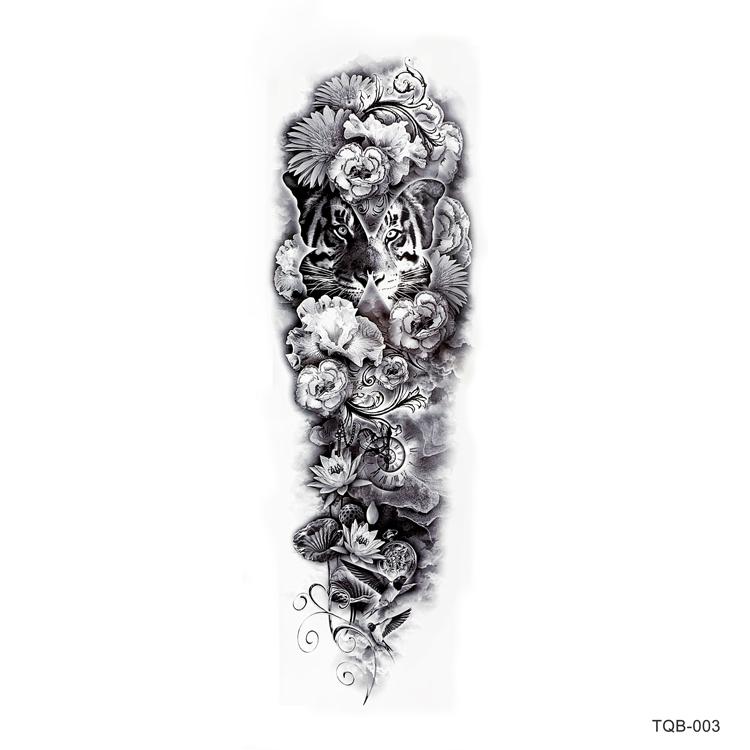 Full Arm Large Skull Temporary Fashion Body Art Adults Waterproof Hand Fake Tatoo Sticker for Women Men