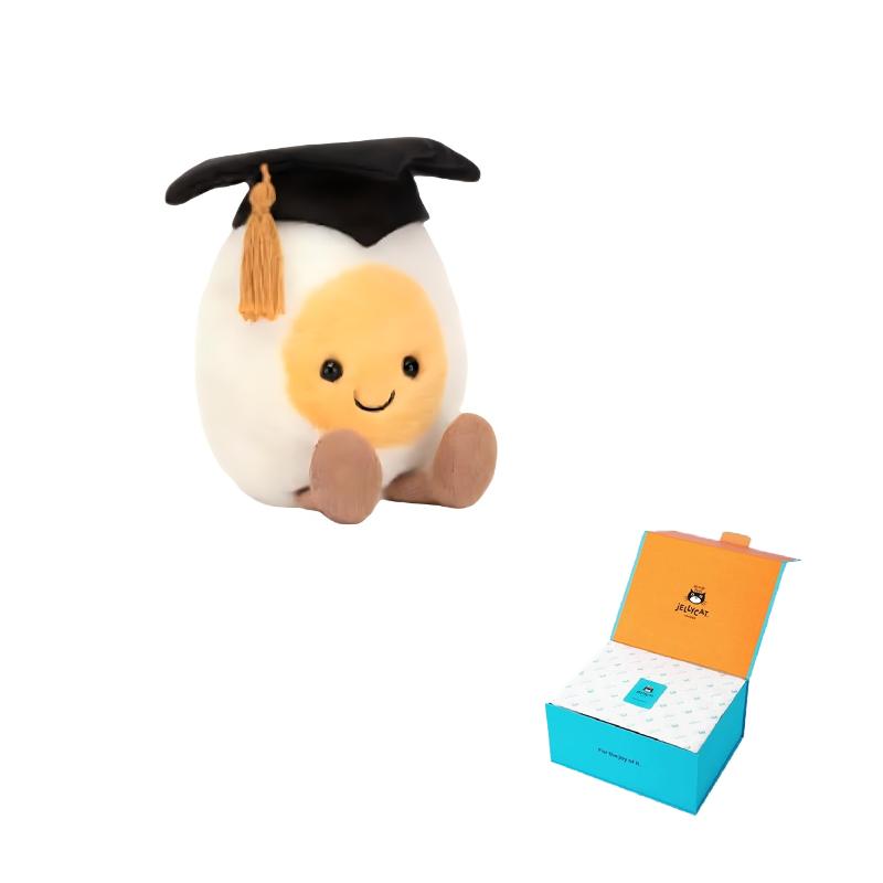 JELLYCAT Серия "Веселая еда" Выпускной Вареное яйцо Милая кукла Плюшевая кукла Сидящая 15 см высотой