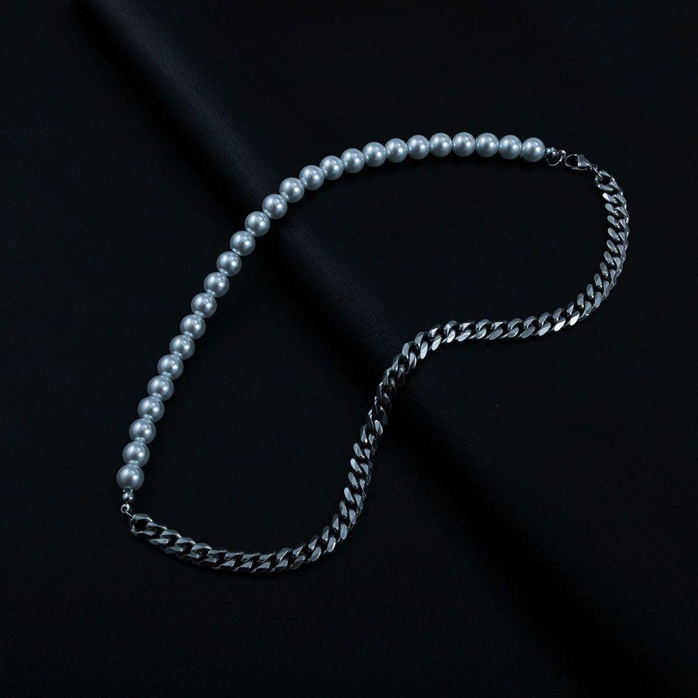 Мужское колье, корейское модное ювелирное изделие из нержавеющей стали, кубинская цепочка, мужская цепочка на ключицу, жемчужное ожерелье