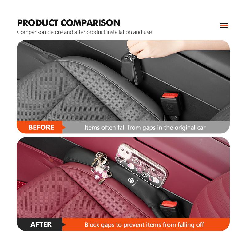 J-shaped Leather Car Seat Gap Filler Anti-drop Seat Seam Strip For Volkswagen VW Polo Jetta Sagitar Magotan Passat B5 B6 B7 CC ze8