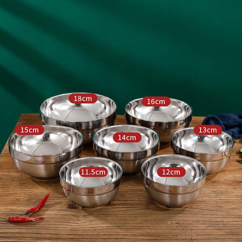 Wuhe 15cm 304 Stainless Steel Double-Wall Rice Bowl