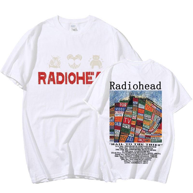 Футболка Radiohead Vintage Print, мужская, свободного покроя, 100% хлопок, унисекс, футболки, хип-хоп, Hail To The Thief, музыкальный альбом