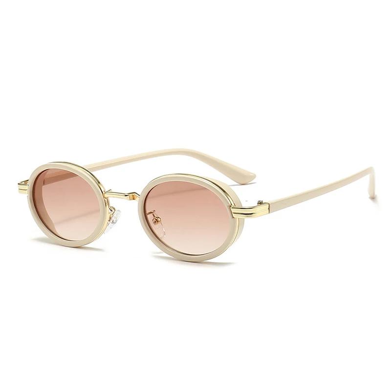 Маленькие овальные панк мужские солнцезащитные очки винтажные полуметаллические женские градиентные линзы UV400 синие чайные солнцезащитные очки Lentes Mujer