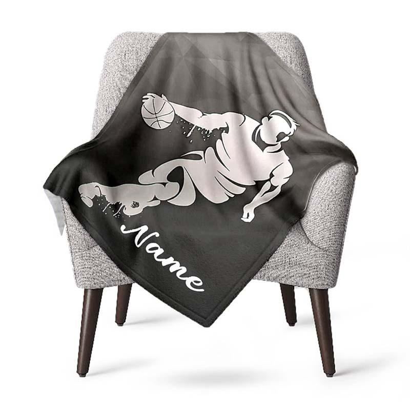 Playing Basketball Customize Your Name Blanket Used For Chair Office Sofa Bed Camping Soft And Warm Giving Friends And Relatives Birthday Graduation