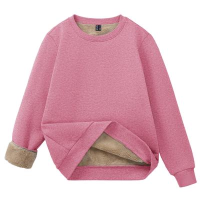 Флисовая подкладка Свободный крой Толстая Осенняя одежда Весенняя одежда Милые Длинные рукава Большой размер Флис Домашняя одежда для путешествий Топы для треккинга Толстовка Зима Розовый
