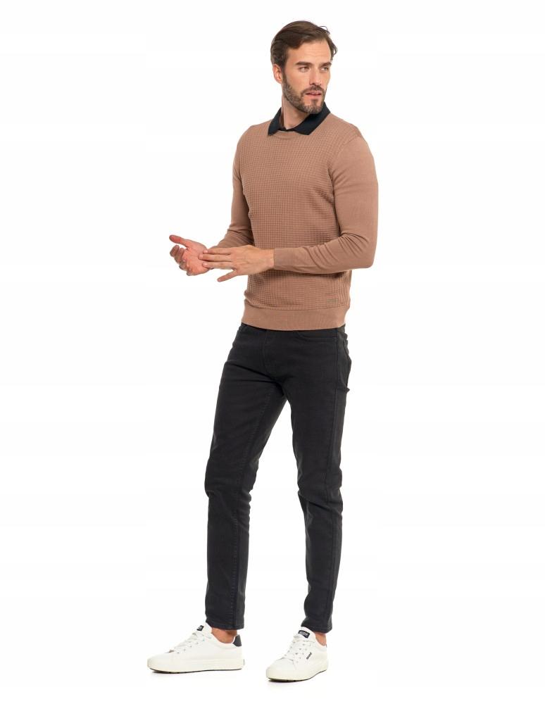 Men's Sweater Elegant Classic Viscose Fashionable Long Sleeve MORAJ XL mocca