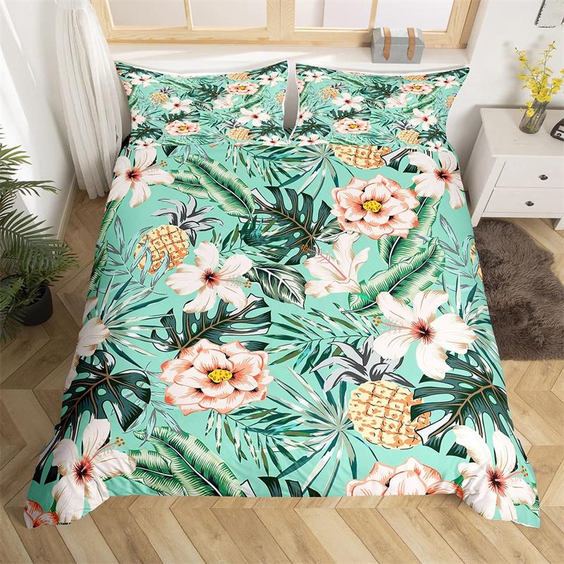Комплект постельного белья Rustic Flower White из микрофибры с изображением листьев деревьев и цветов, комплект пододеяльников с 3D-принтом и наволочками, декор комнаты