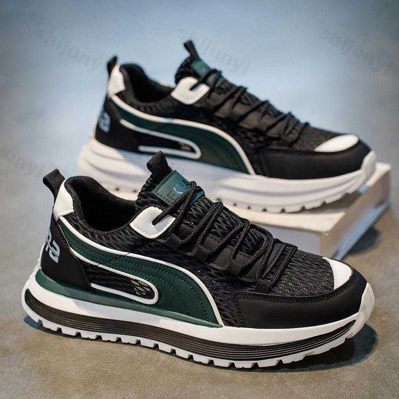 Модные мужские нишевые повседневные спортивные кроссовки на толстой подошве 2025 осень новые сетчатые дышащие удобные модные универсальные массивные кроссовки